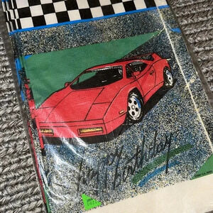 NWT VTG 1987 Red Car Table Cover C.A. REED INC. 52inx96in new in plastic